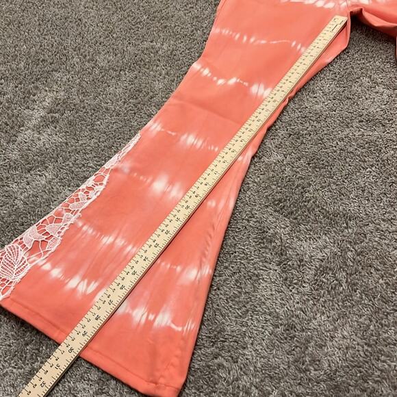 NWT Gemma+Jane Tye Dye Flared Jeans Lace Size 8 Coral Hippie Concert Beach Y2K - Picture 14 of 16